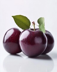 Minimalist Harvest Display Glossy Red Apples with Leaves on Reflective Surface - Fresh Produce Marketing and Wholesome Snack Branding