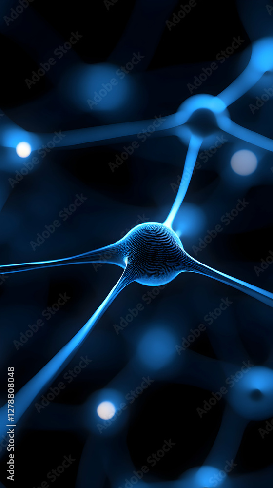 Poster abstract image of interconnected neurons in a vivid blue hue, representing the complexity of neural 