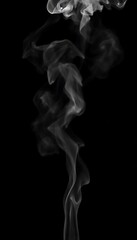 Obraz premium Generative AI image of ethereal smoke plume against a black background, delicate wisps creating a serene and mysterious atmosphere