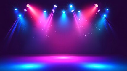 Stage with vibrant and dramatic colorful lighting for live shows