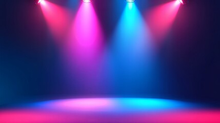 Colorful lighting and spotlights on performance stage for events