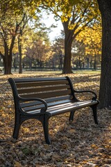 Park Bench in Leafy Field