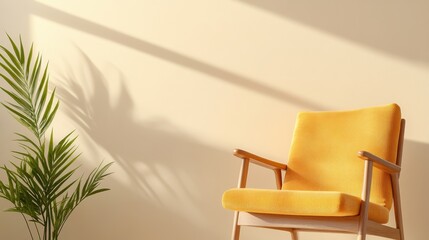 Warm Minimalist Therapy Space Mid-Century Chair and Soft Pastel Light for Emotional Wellness - Wellness Branding and Counseling Promotions