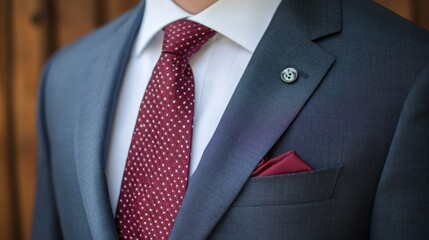 Arafed suit paired with a red tie and white shirt, showcasing a classic and elegant style suitable for formal occasions and professional settings.