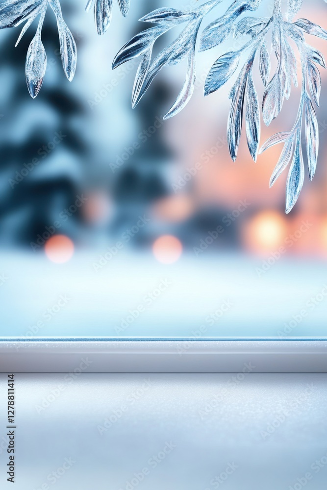 Poster artistic frosted glass texture creating a dreamy winter background with soft light diffusion