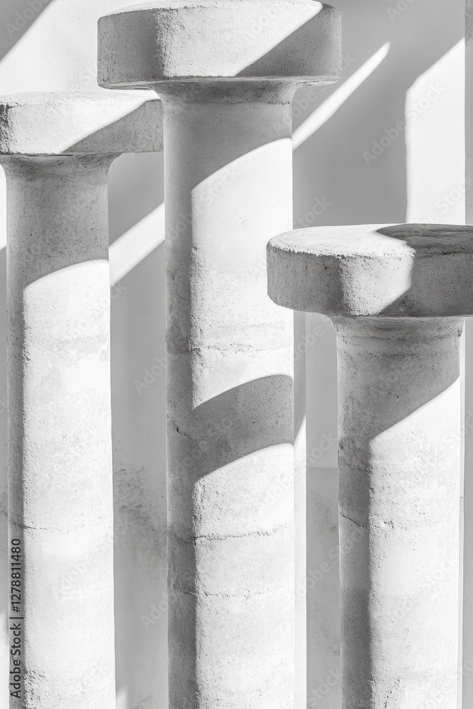 Poster monochromatic architectural columns textured concrete pillars for modern urban spaces - minimalist d