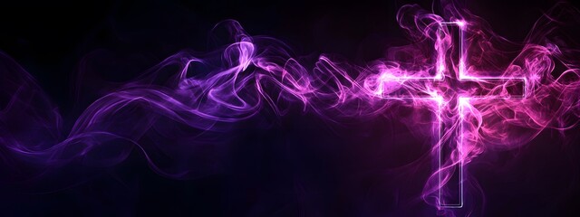 A purple cross with abstract background
