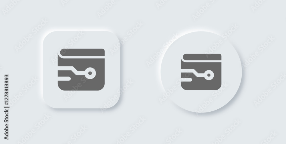 Poster crypto wallet solid icon in neomorphic design style. saving signs vector illustration.