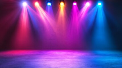 Vibrant spotlights and lighting effects illuminating the stage