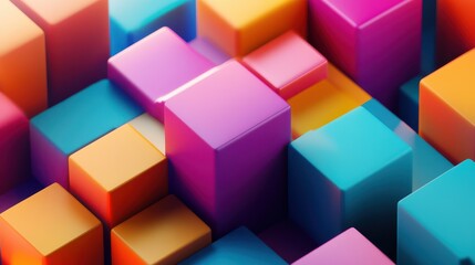 A vibrant abstract 3D render featuring a colorful geometric background design, characterized by dynamic shapes and a vivid color palette that creates an engaging and visually stimulating composition.