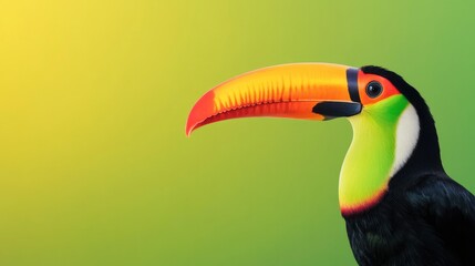 Fototapeta premium Colorful toucan against vibrant gradient background showcasing t