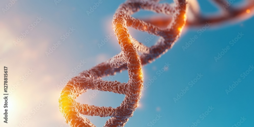 Poster futuristic healthcare integration of dna helix in virtual environment - advanced medical content, bi
