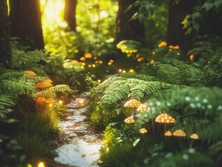 Forest landscape with vegetation