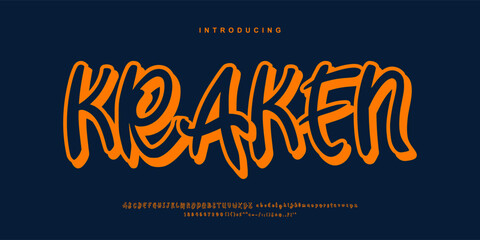 Elegant Font "Kraken" Uppercase Lowercase and Number. Classic Lettering Minimal Fashion Designs. Typography modern serif fonts regular decorative vintage concept. vector illustration