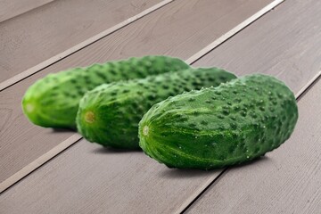Fresh ripe long cucumbers vegetables