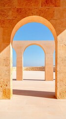 Sunlit Stone Arches in Warm Neoclassical Aesthetic Premium Architectural Content for Cultural Heritage Tourism and Modern Travel Marketing