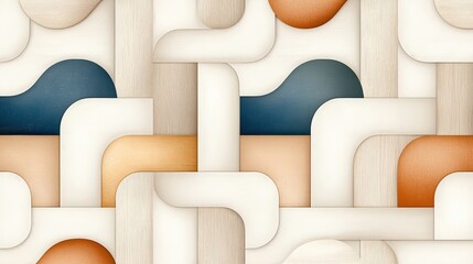 Obraz premium Abstract Design Featuring Curved Shapes and Textures in Soft Earthy Tones and Subtle Patterns