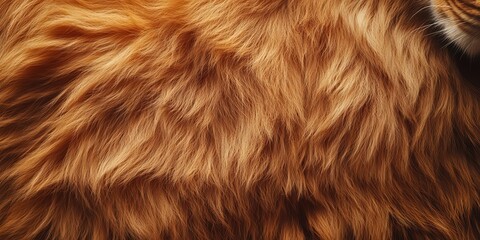 Fototapeta premium Warm, golden-brown fur invites touch—soft, fluffy, smooth texture radiates comfort in this intimate close-up