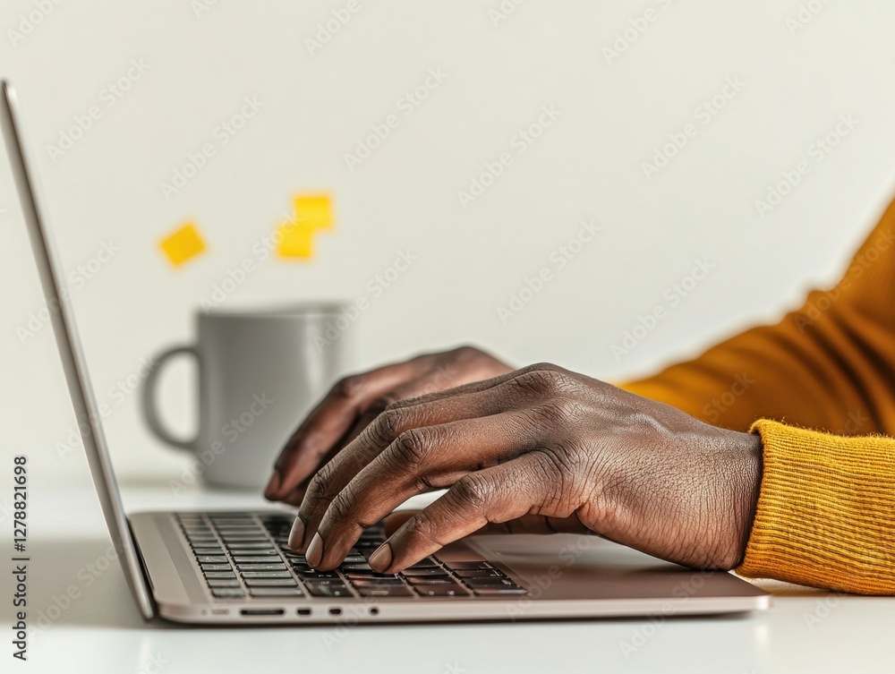 Poster dynamic diversity in remote work hands on adaptive laptop with specialized keyboard and accessible m