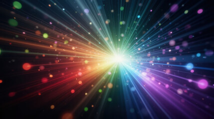 Naklejka premium Vibrant light rays radiate in colorful burst, creating dynamic atmosphere
