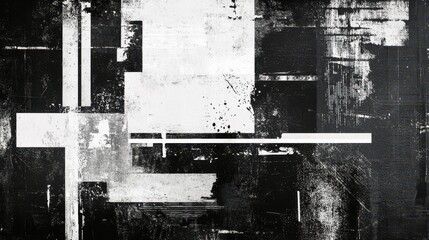 A vintage grunge black and white collage background featuring an array of textures and shapes.