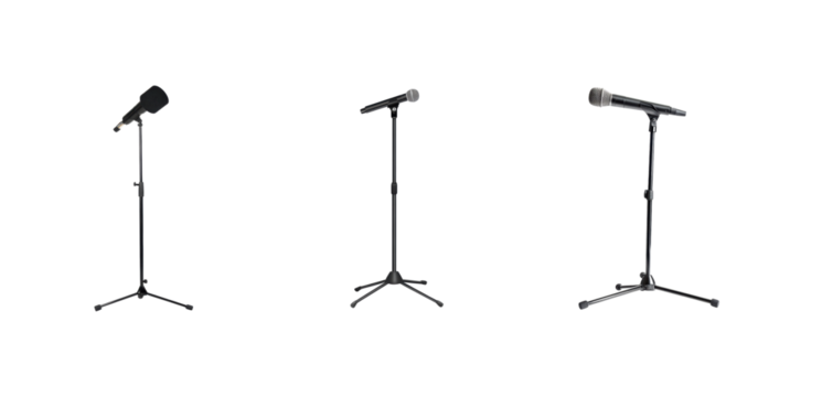 Variety of Microphones on Stands for Music and Recording Sessions