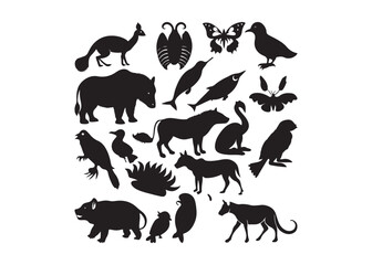 Vector illustration. Silhouettes of black cats.