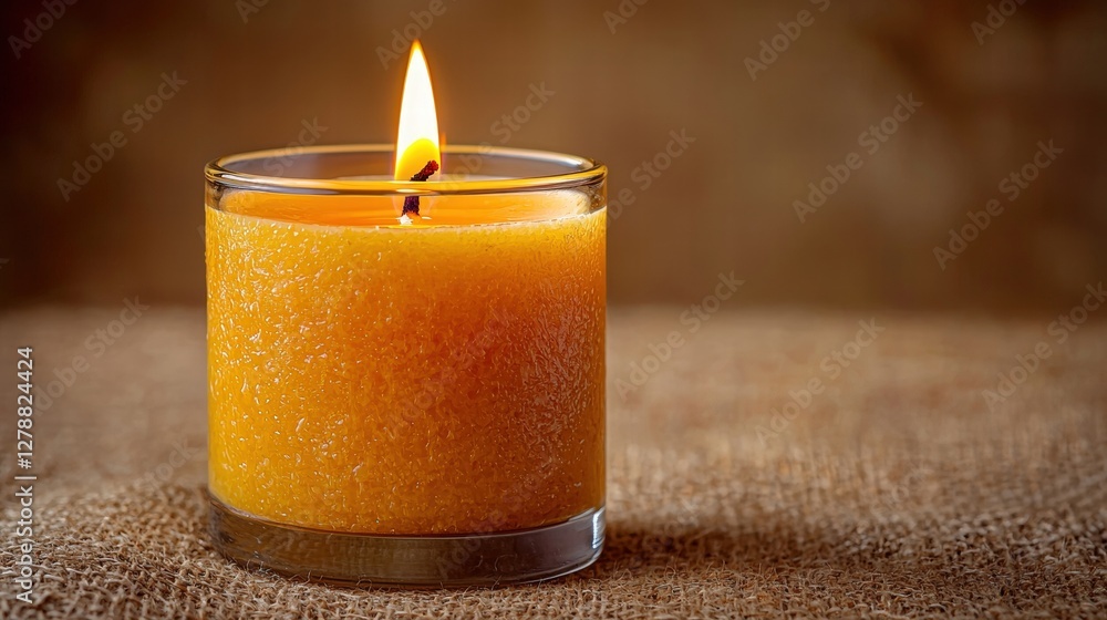 Poster a beautifully lit candle on a festive table setting creating an inviting atmosphere
