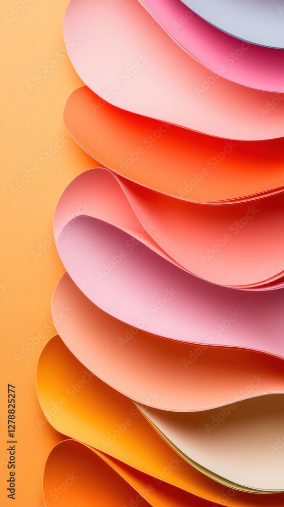 Poster vibrant gradient paper textures abstract curved layers for creative marketing visuals and modern cra