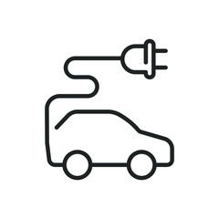 Electrical vehicle thin line icons. Editable stroke and Perfect pixel on transparent background