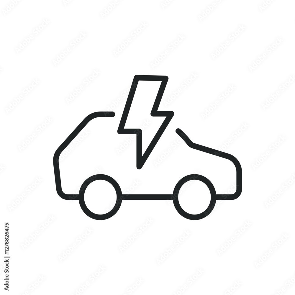 Poster electrical vehicle thin line icons. editable stroke and perfect pixel on transparent background