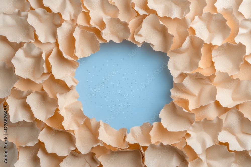 Aufkleber torn paper texture trend beige craft paper over blue backdrop for artistic content creation and mode