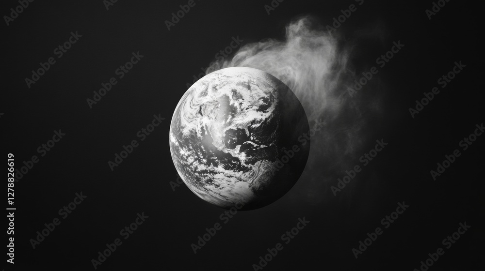 Aufkleber celestial minimalism high-resolution earth from orbit in ethereal monochrome - space exploration aes