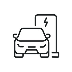 EV Charging station thin line icons. Editable stroke and Perfect pixel on transparent background