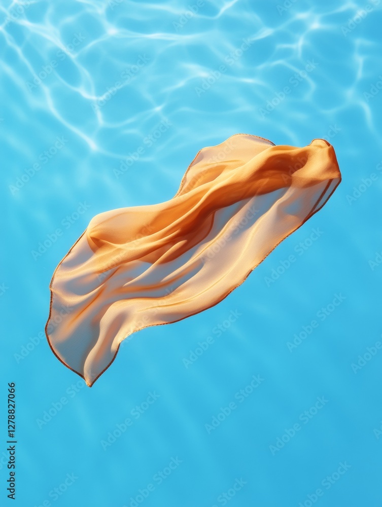 Aufkleber ethereal underwater fabric flow silk chiffon textures in aquatic light for fashion editorial and tex
