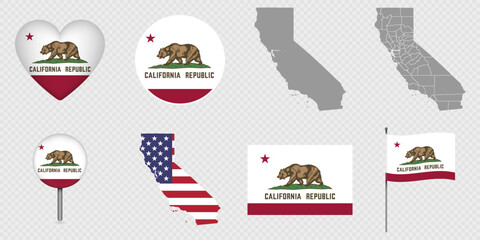 California State Flag and Maps Icon Pack.