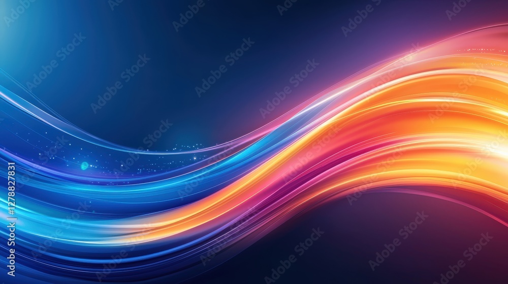 Aufkleber a vibrant, flowing wave of colorful light against a dark background, creating a dynamic and energeti