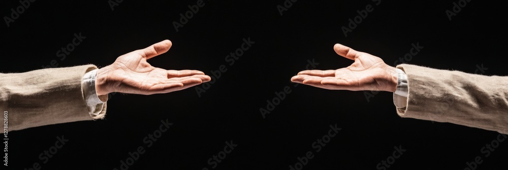 Aufkleber Minimalist Illusion Display Linen-Gloved Hands Creating Floating Magic Wand Effect - Theatrical Innovation in Modern Entertainment and Visual Storytelling