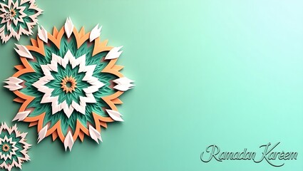 Obraz premium Intricate Geometric Islamic Art with Star Patterns & 'Ramadan Kareem' Text – Elegant & Symmetrical Design