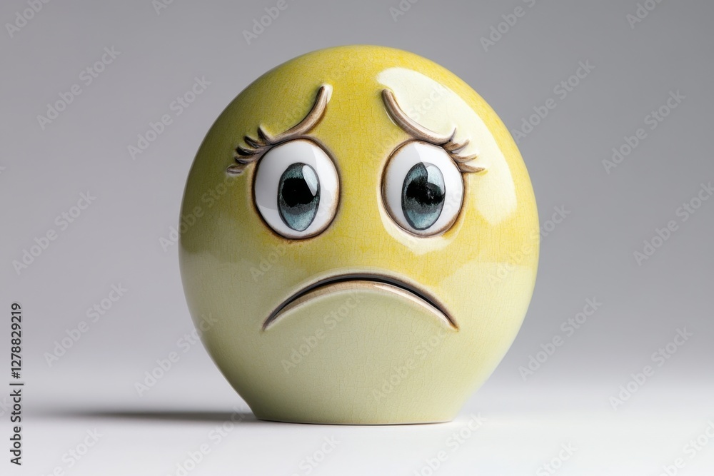 Poster a sorrowful smiley face adorned with big expressive eyes and a single tear captures the essence of s