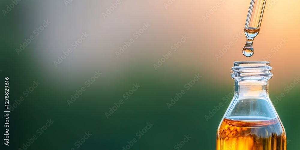 Poster minimalist laboratory precision glass pipette handling liquid sample in gradient backdrop - clinical