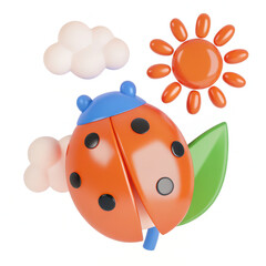 Naklejka premium Colorful ladybug toy with clouds and sun, perfect for playful decor