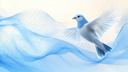 Obraz premium Majestic white bird gracefully flying over vibrant blue ocean waves under bright sky