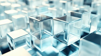 Abstract animation featuring a 3D render of rotating glass cubes in a 4K seamless looped video.