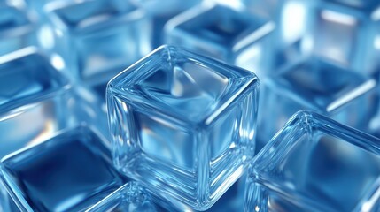 Abstract animation featuring a 3D render of rotating glass cubes in a 4K seamless looped video.