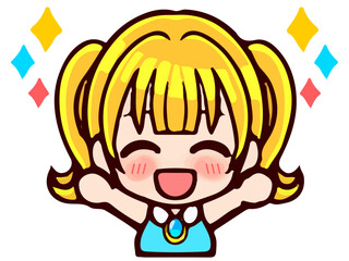 かわいいツインテールの女の子ちびキャラのイラスト素材2