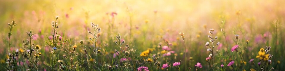 Fototapeta premium Eco-Chic Garden Capturing a Rabbit Amid Blooming Wildflowers on Natural Grass Modern Nature Content and Seasonal Marketing for Eco-Conscious Brands