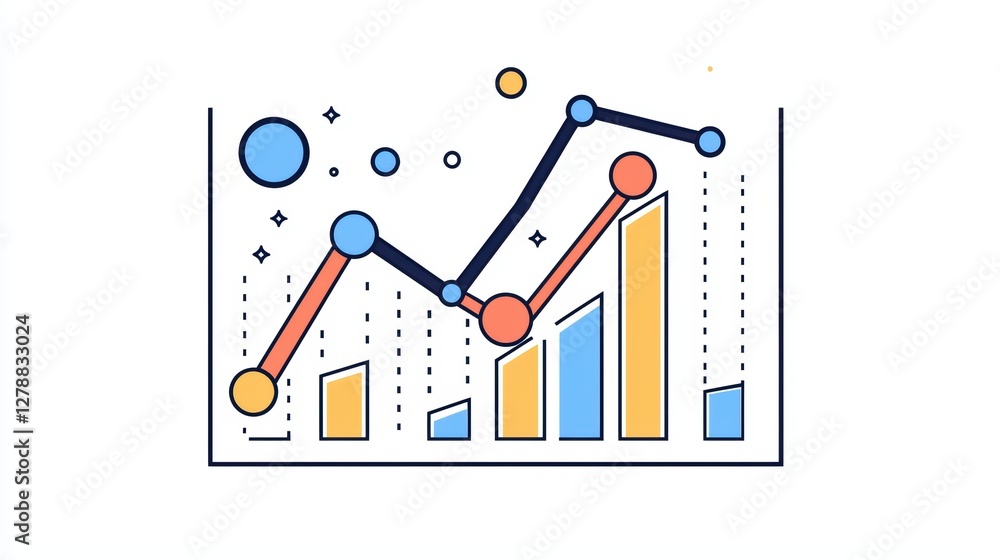 Poster colorful data visualization with graphs and charts for analysis