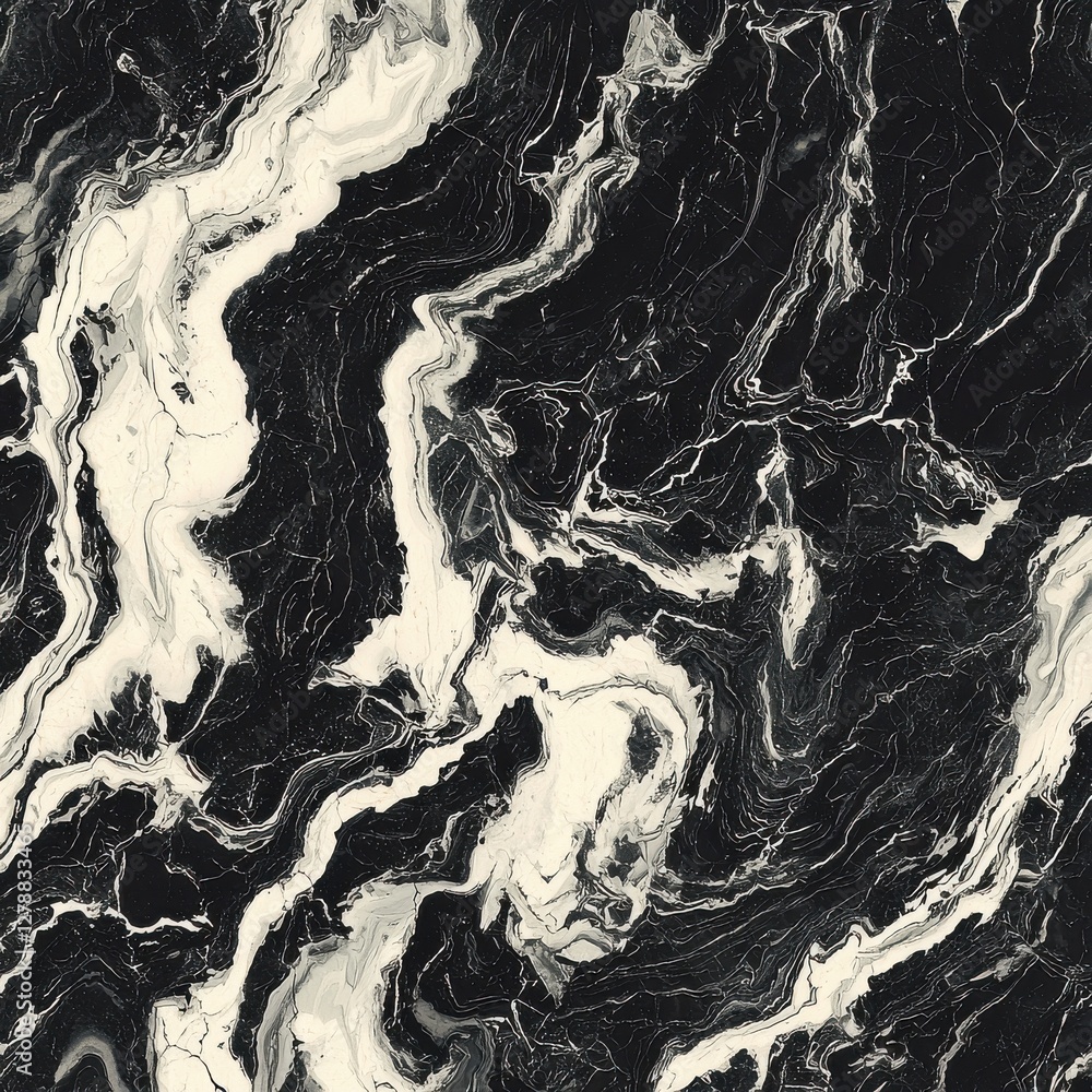 Poster dramatic black and white marble texture background featuring swirling patterns, ideal for creating l