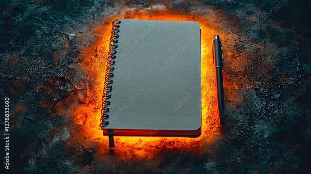 Aufkleber a neatly arranged notebook with an elegant pen placed on top ready for writing or notetaking